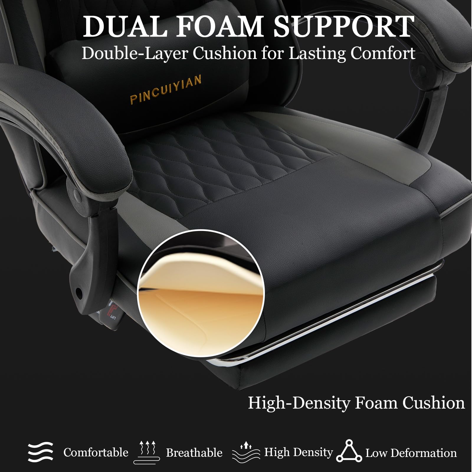 Ergonomic Gaming Chair with Footrest and Lumbar Support