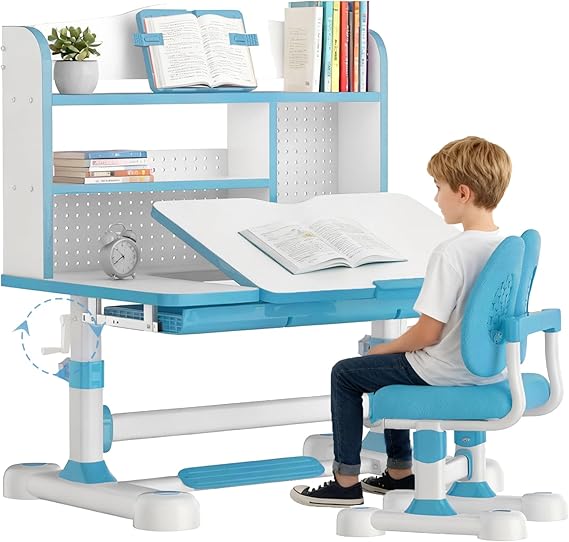Height Adjustable Kids Desk and Chair Set