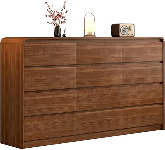 6 Drawer Wood Dresser with Natural Texture
