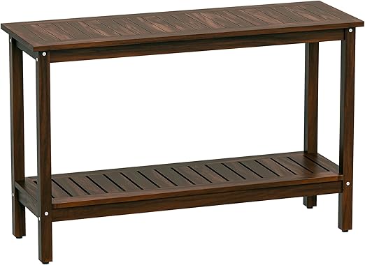 48 Inch Outdoor Console Table 2-Tier Solid Wood