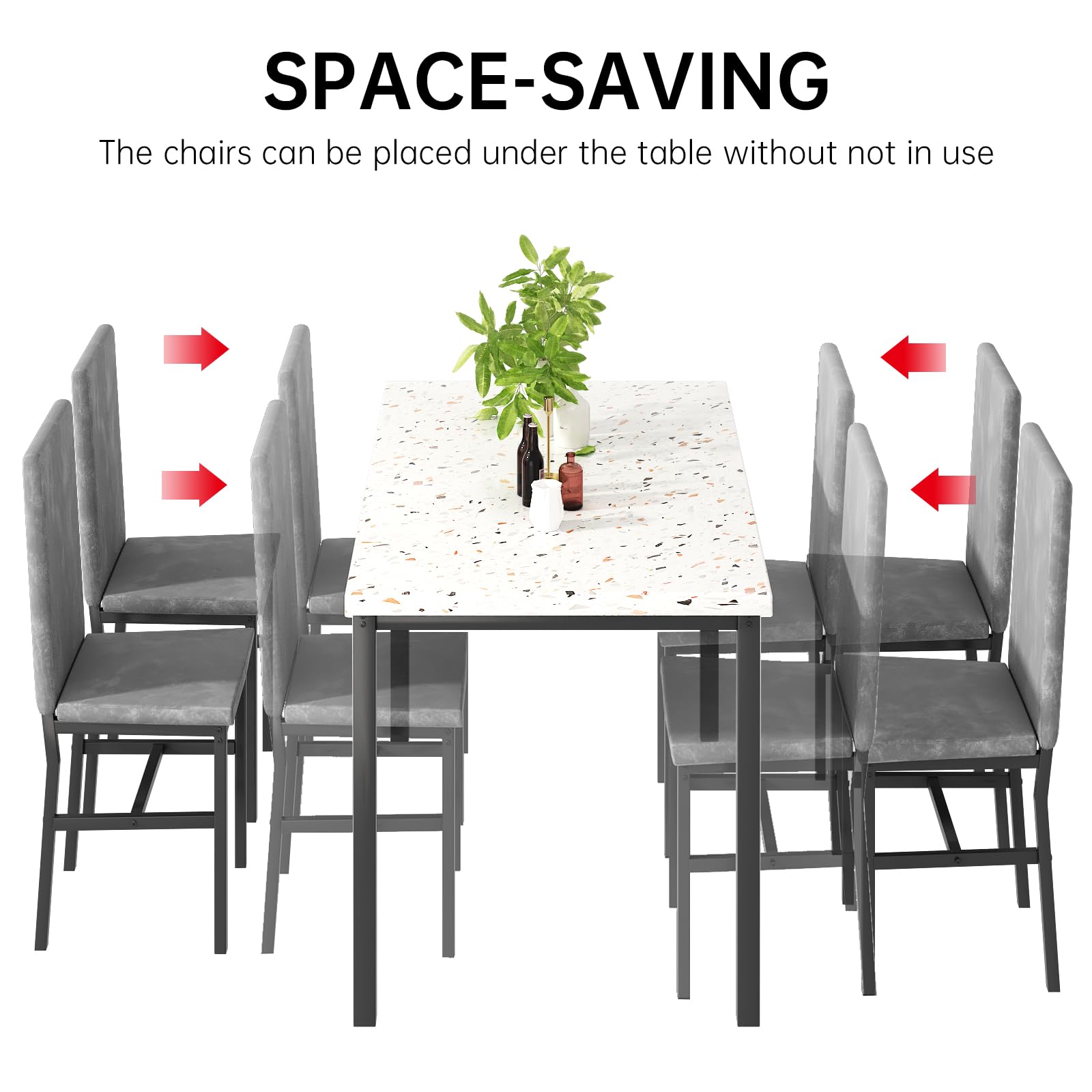 5-Piece Dining Table Set with Upholstered Chairs
