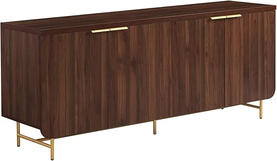 Fluted 4-Door Sideboard Buffet Console 69 Inch Black