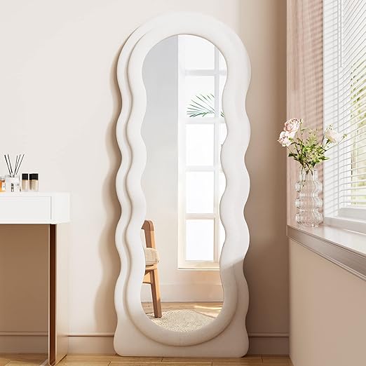 63" x 24" Wavy Full Length Mirror White
