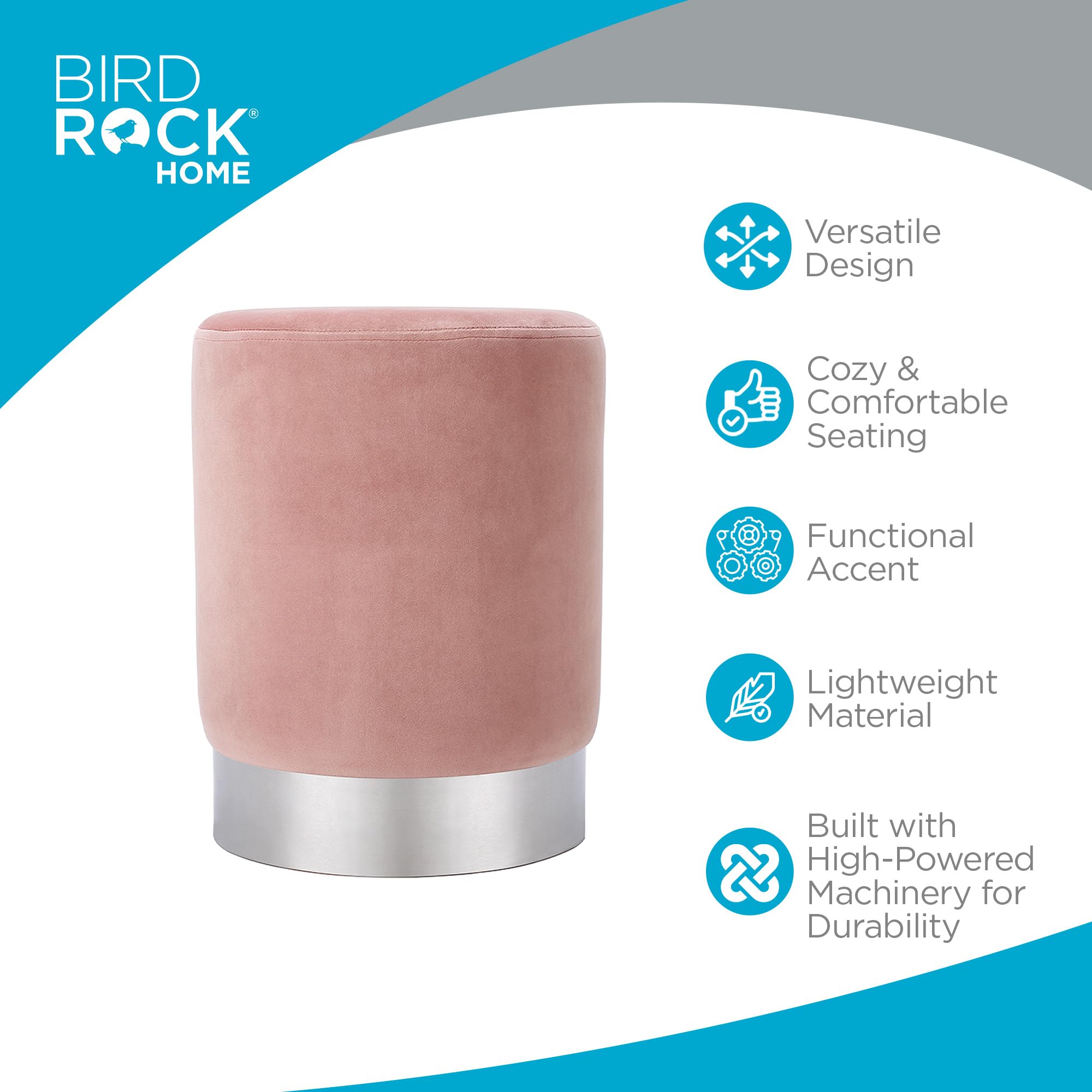 Round Ottoman Foot Stool - Soft Padded Compact Footrest