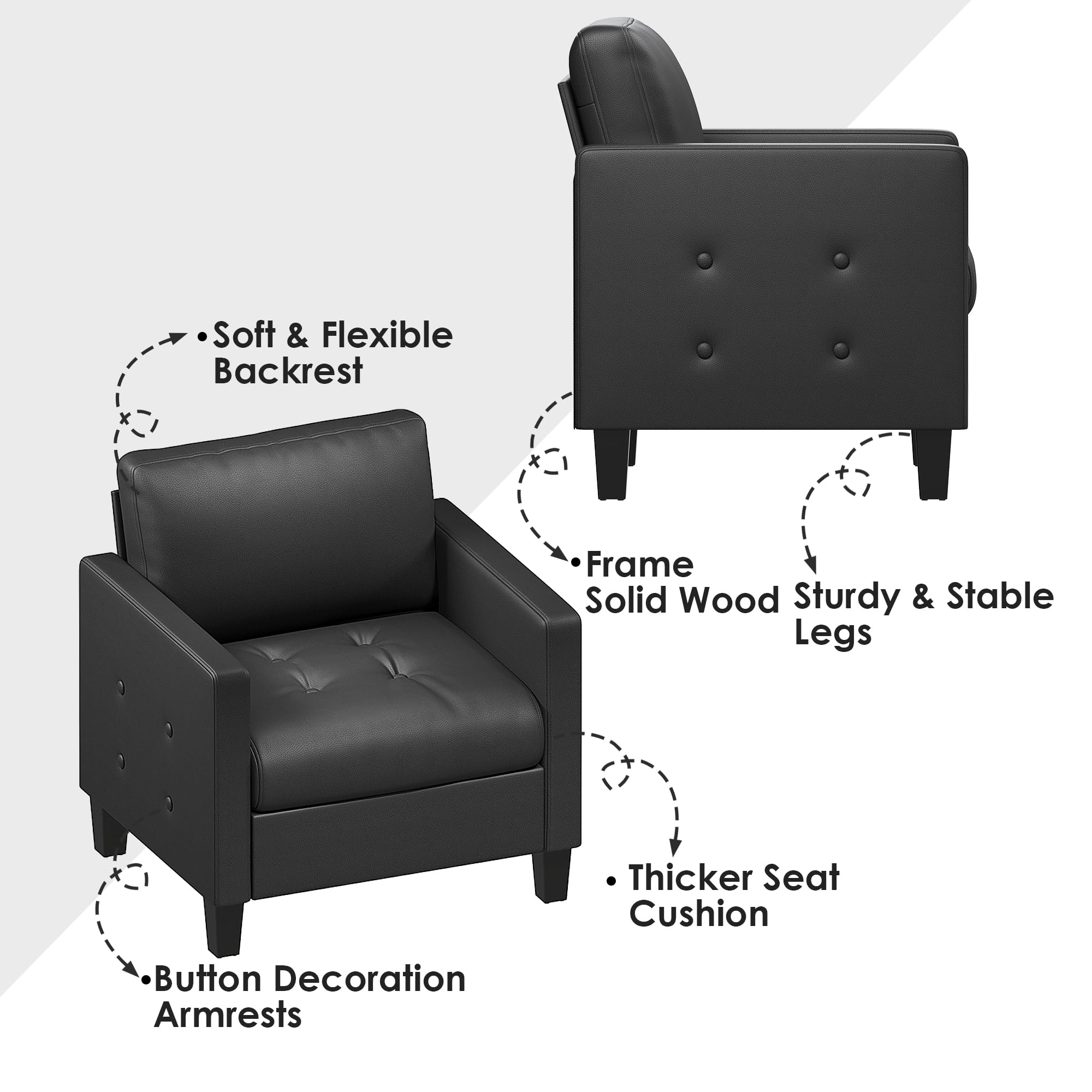 Black Faux Leather Accent Chair Set of 2