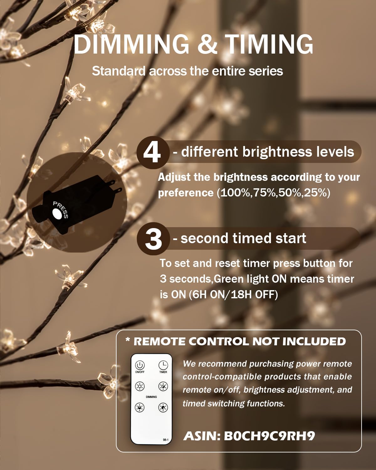 LED Cherry Blossom Tree with Warm White Lights