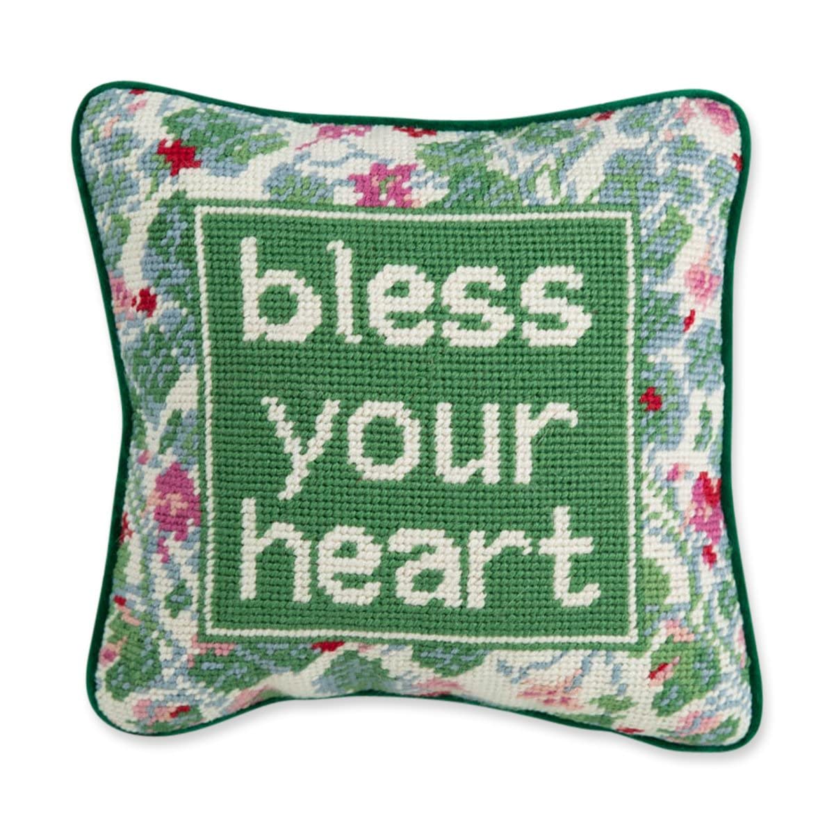Needlepoint Throw Pillow - Bless Your Heart - 10x10 Decorative Accent