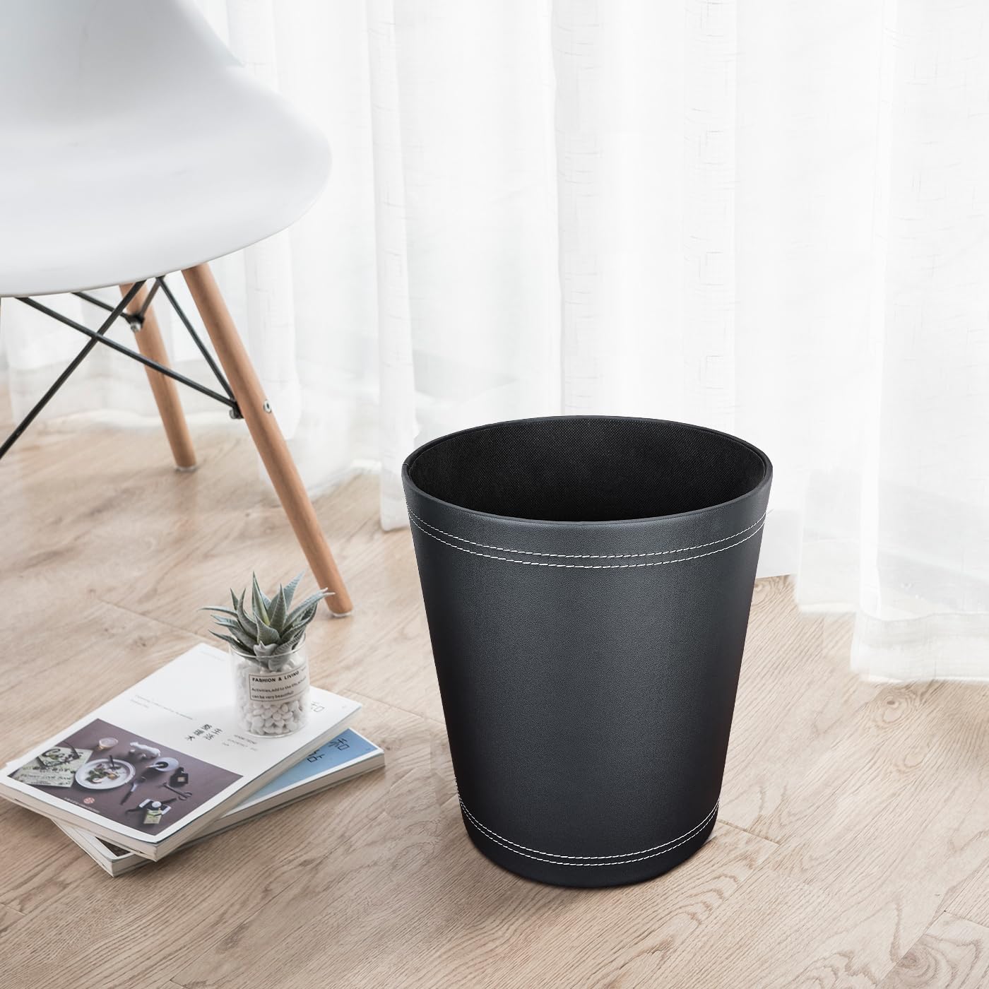 3 Pack PU Leather Office Trash Can Set