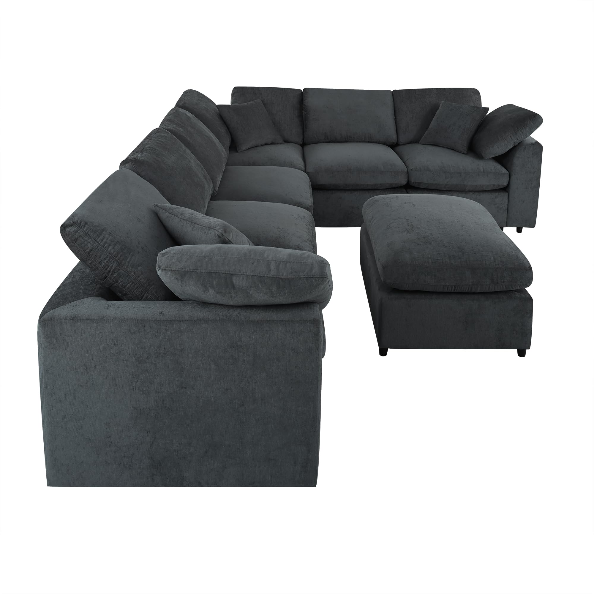 L-Shaped Modular Sectional Sofa with Ottoman