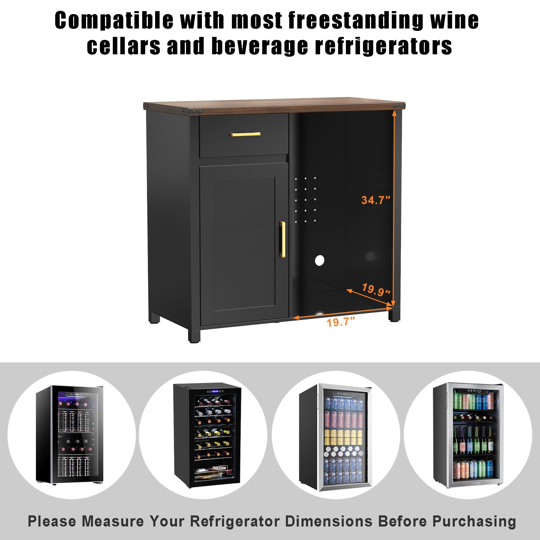 Coffee Bar Cabinet with Mini Fridge Space