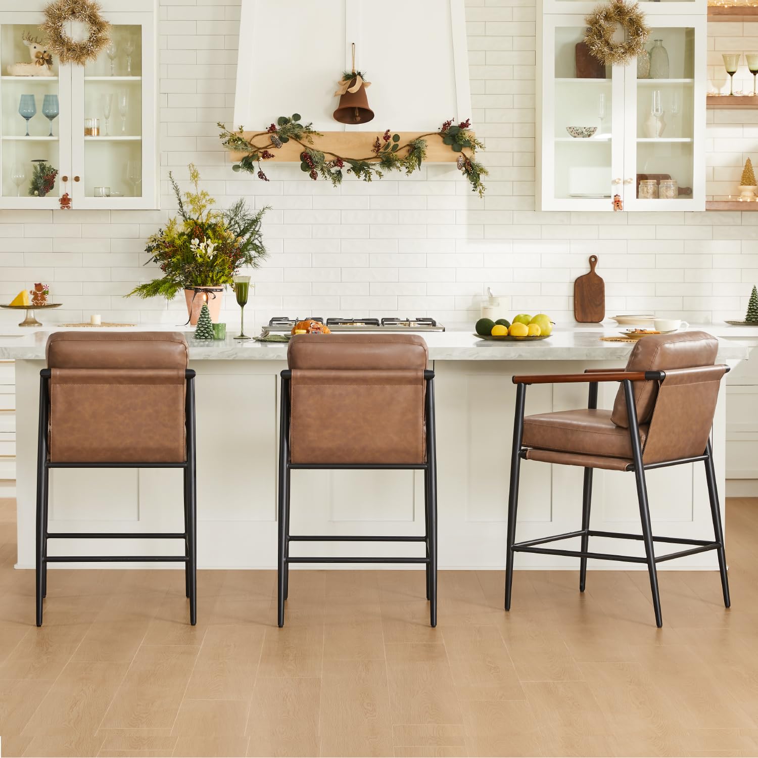 Mid Century Modern Counter Height Bar Stools Set of 2