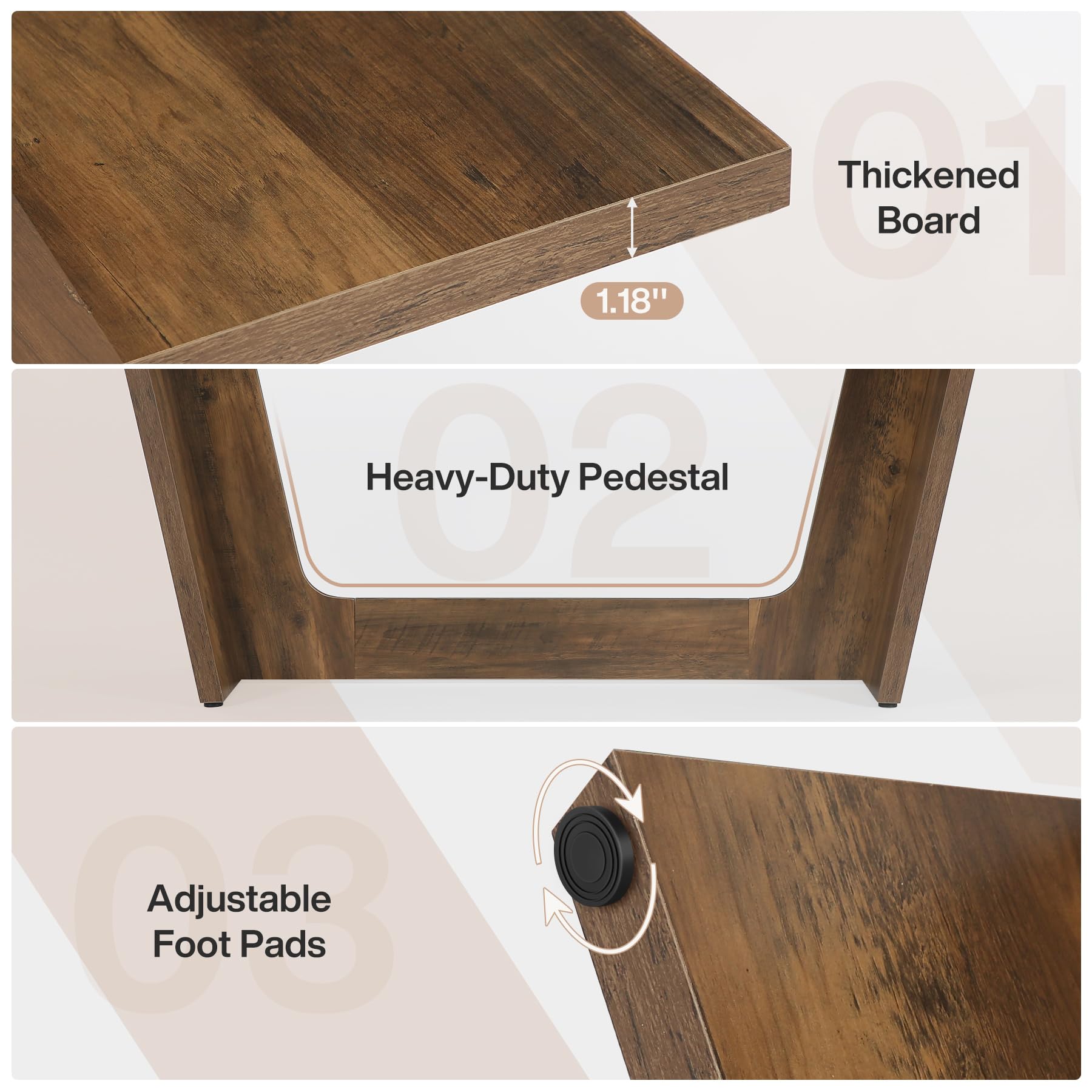 70.87-Inch Executive Desk with Wooden Pedestal