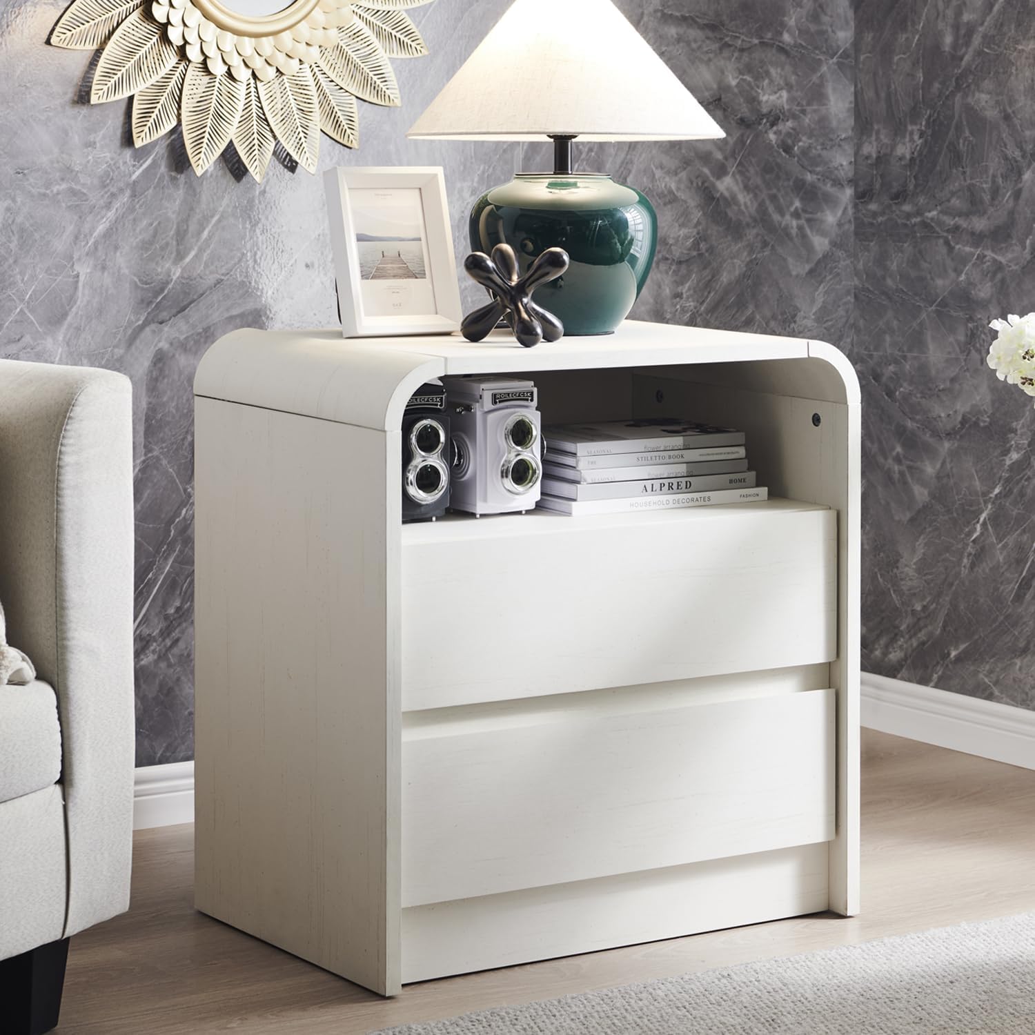 Modern Nightstand with Charging Station
