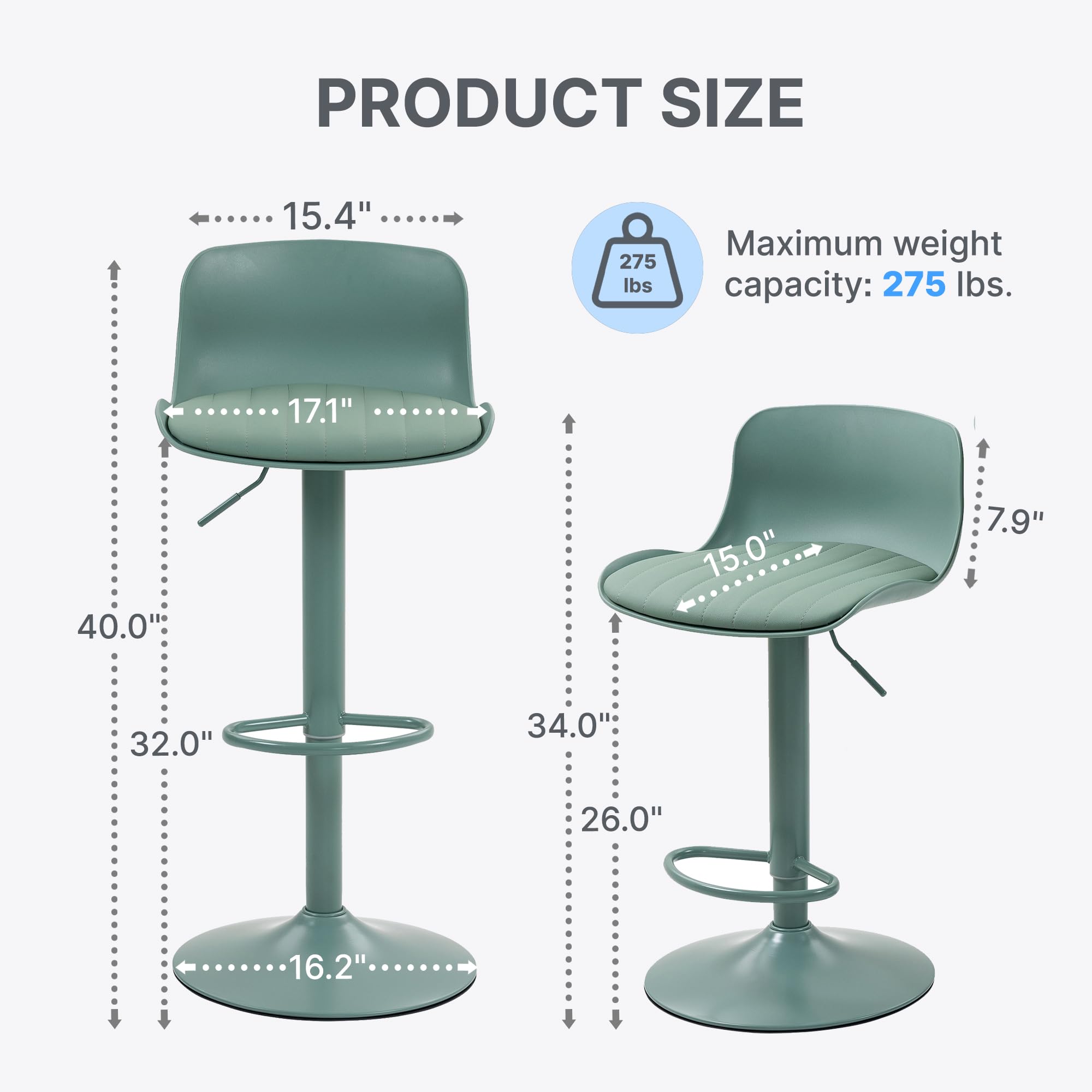 Modern Swivel Bar Stools with Adjustable Height - Set of 4