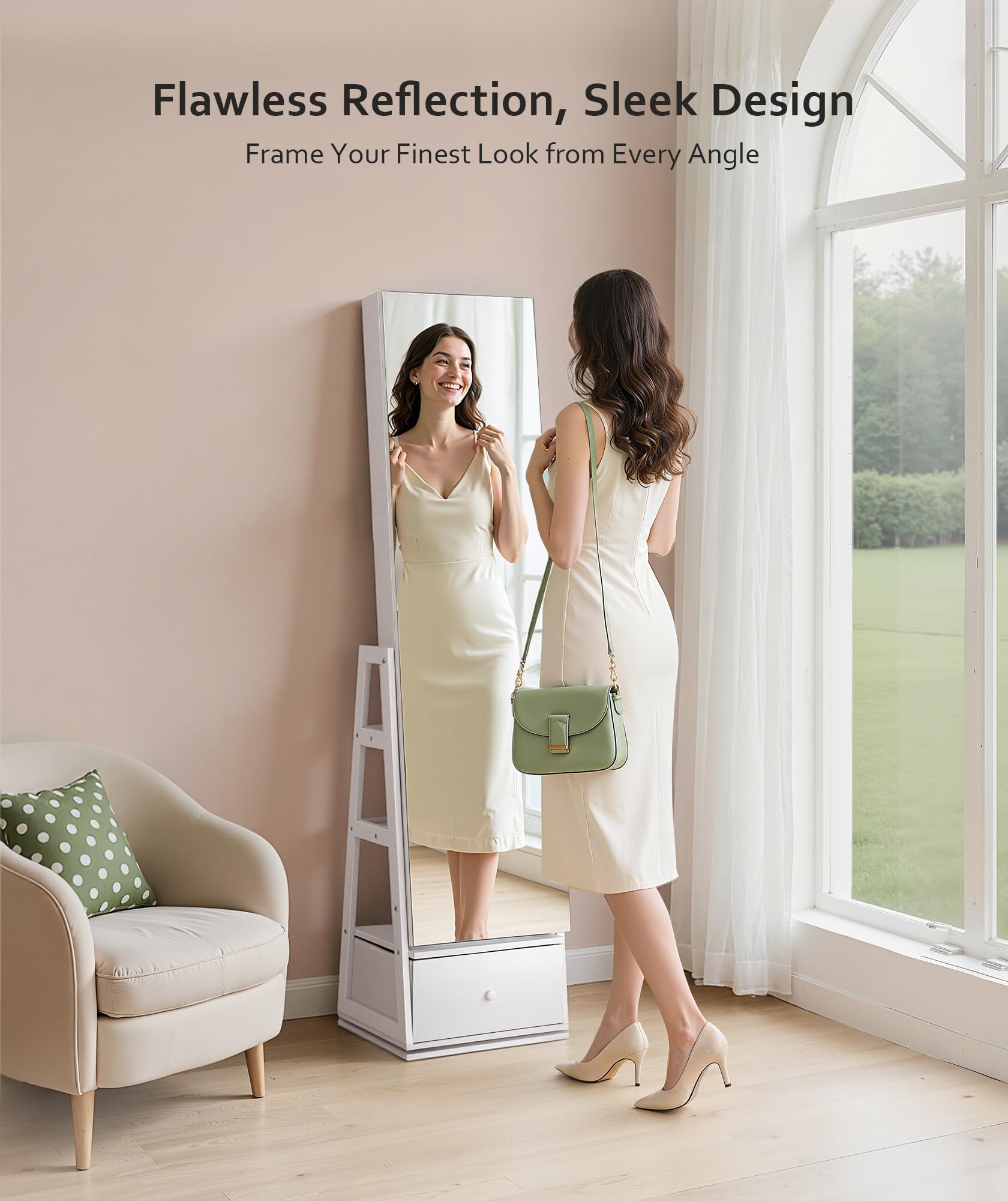 360° Swivel Jewelry Cabinet with Full Length Mirror
