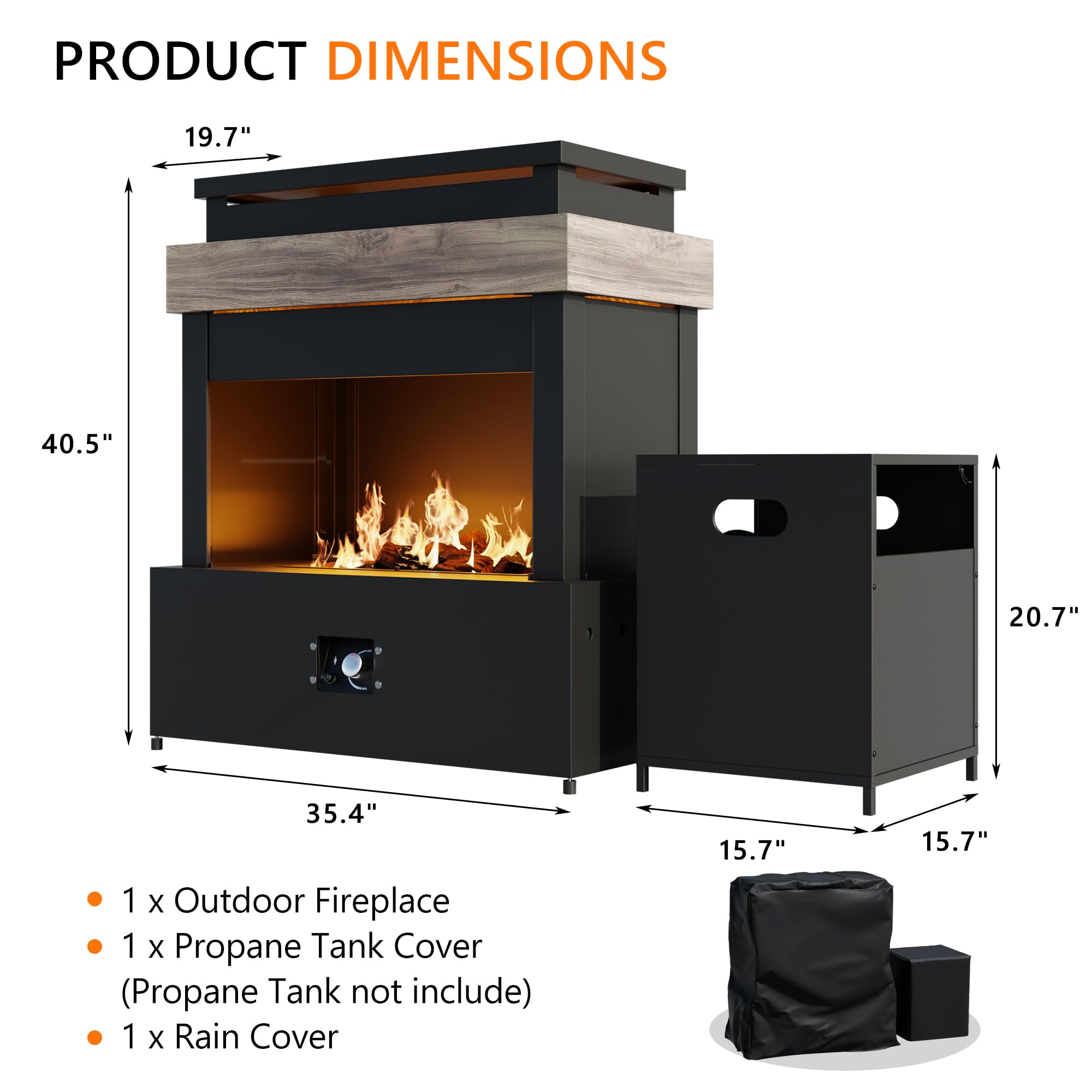 Propane Outdoor Fireplace 50,000 BTU with Ceramic Logs