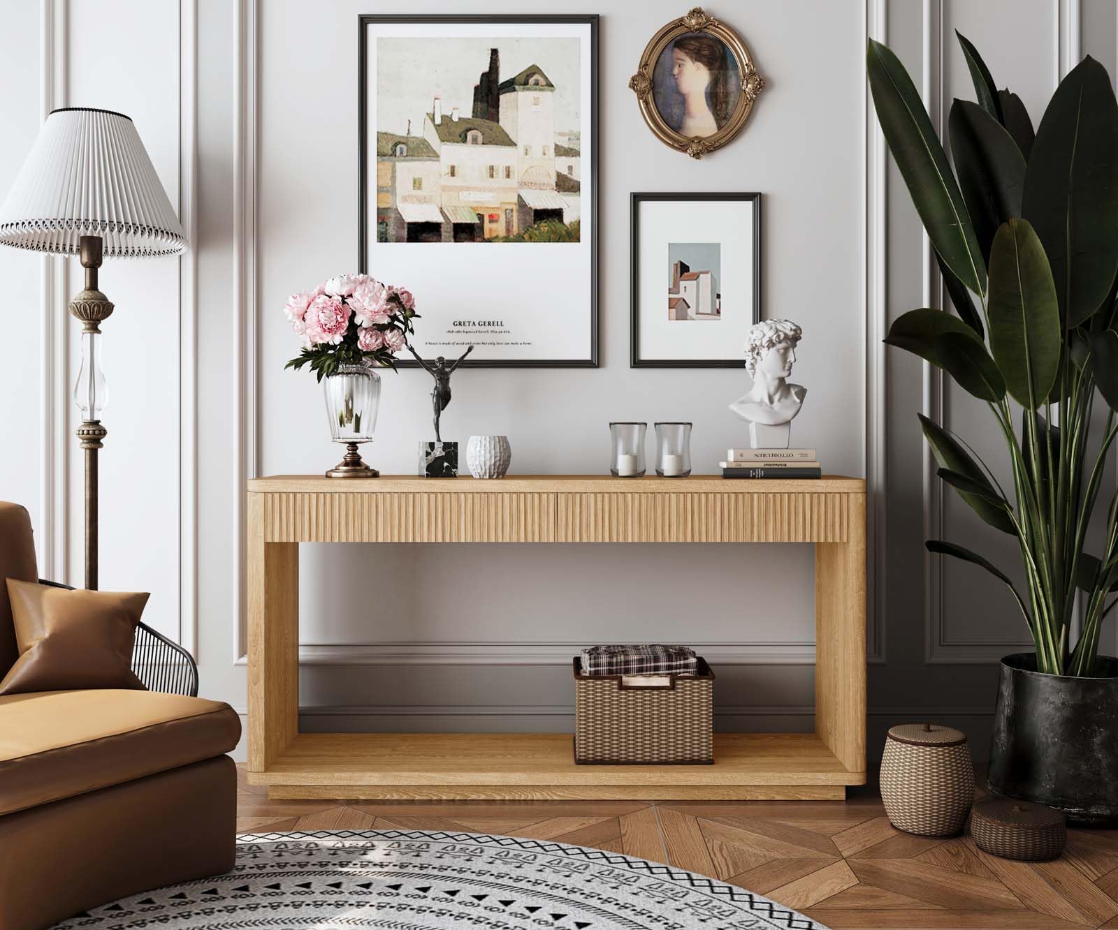 60" Fluted Console Table with 2 Drawers