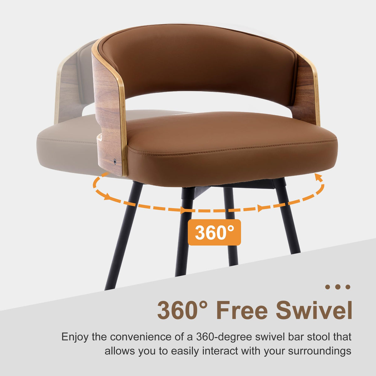 Swivel Bar Stools Set of 2 - 26 Inch Counter Height