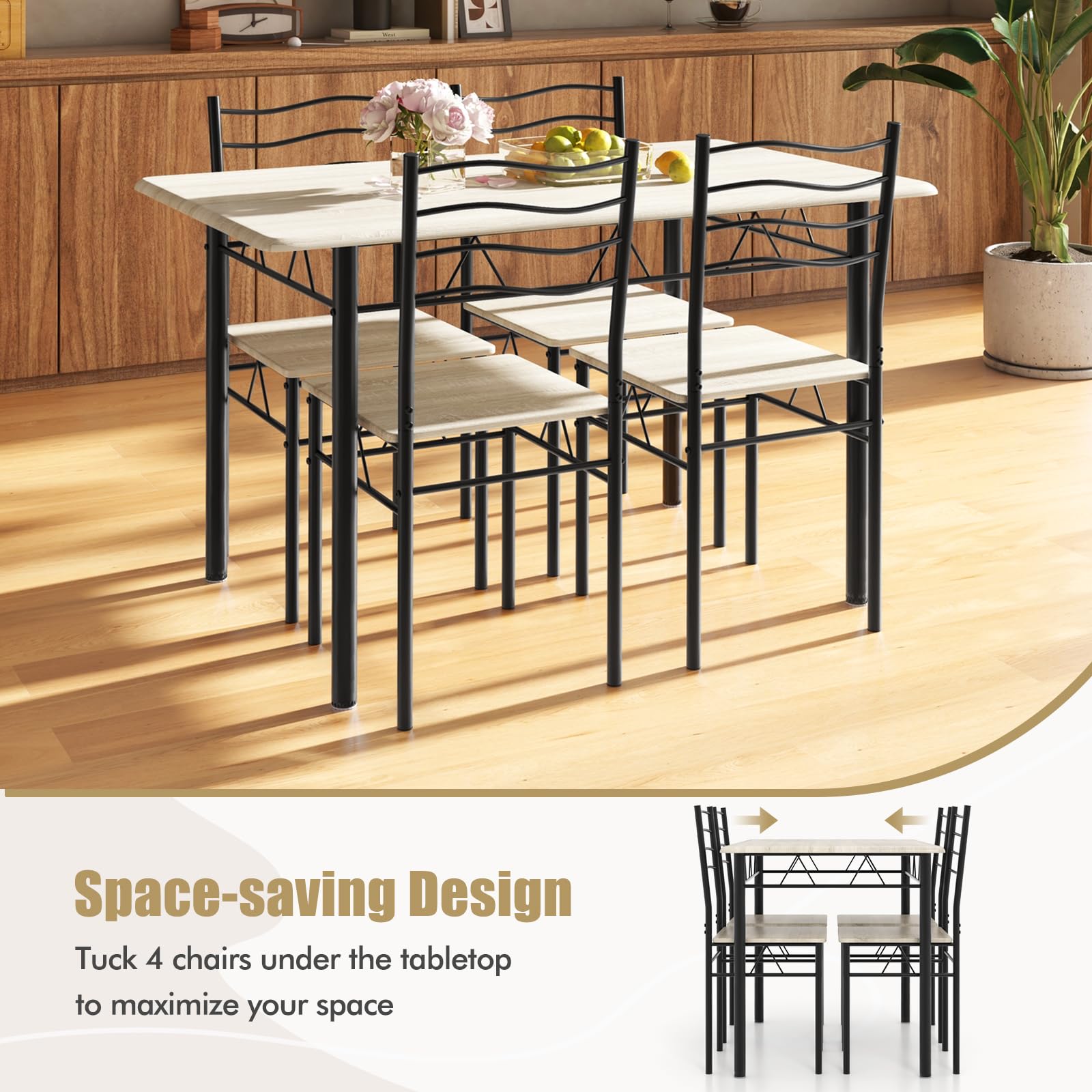 5-Piece Dining Table Set with 4 Chairs