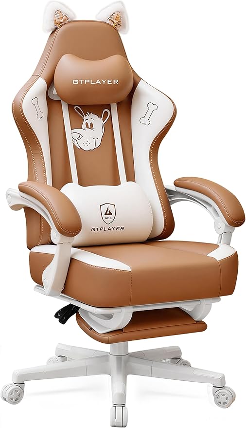 Cat Ear Gaming Chair with Footrest