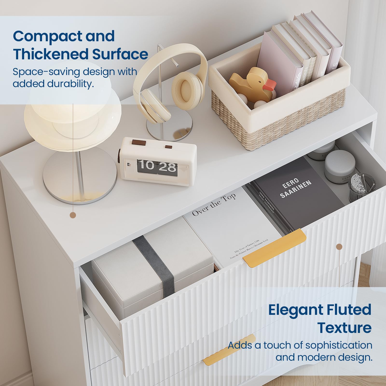 4 Drawer Dresser with Waveform Fluted Panel