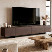95.1" TV Stand with 4 Flip-Down Drawers - Modern Entertainment Center