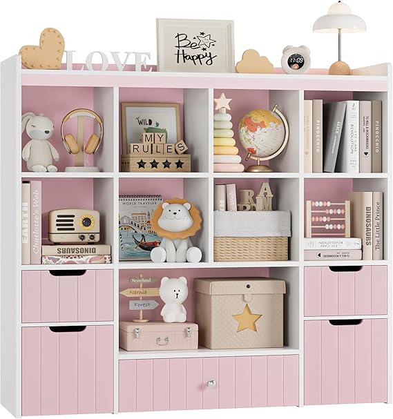 Kids Toy Storage Organizer with Removable Bins and Bookshelf