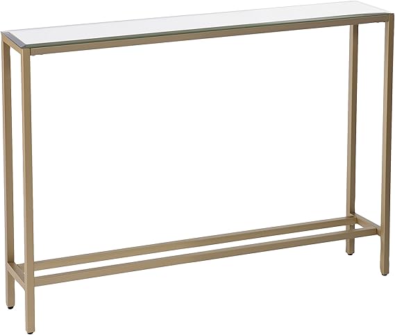 Narrow Mirrored Console Table 56 Inch Metallic Gold