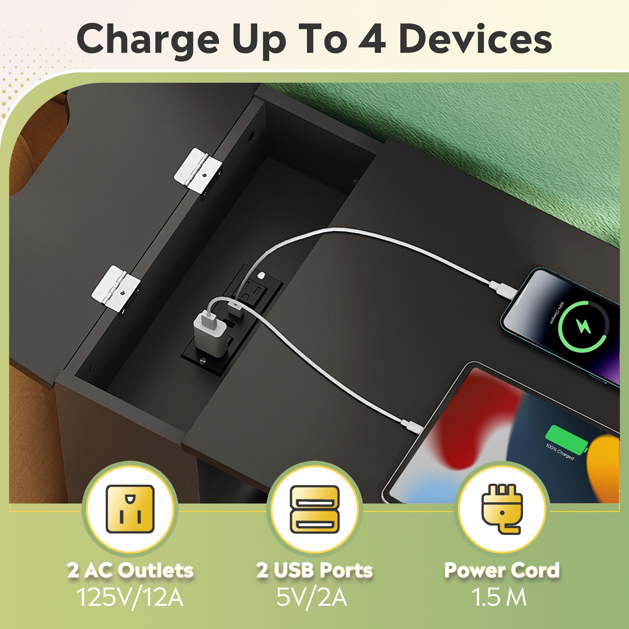 Mobile Filing Cabinet with Lock and Charging Station