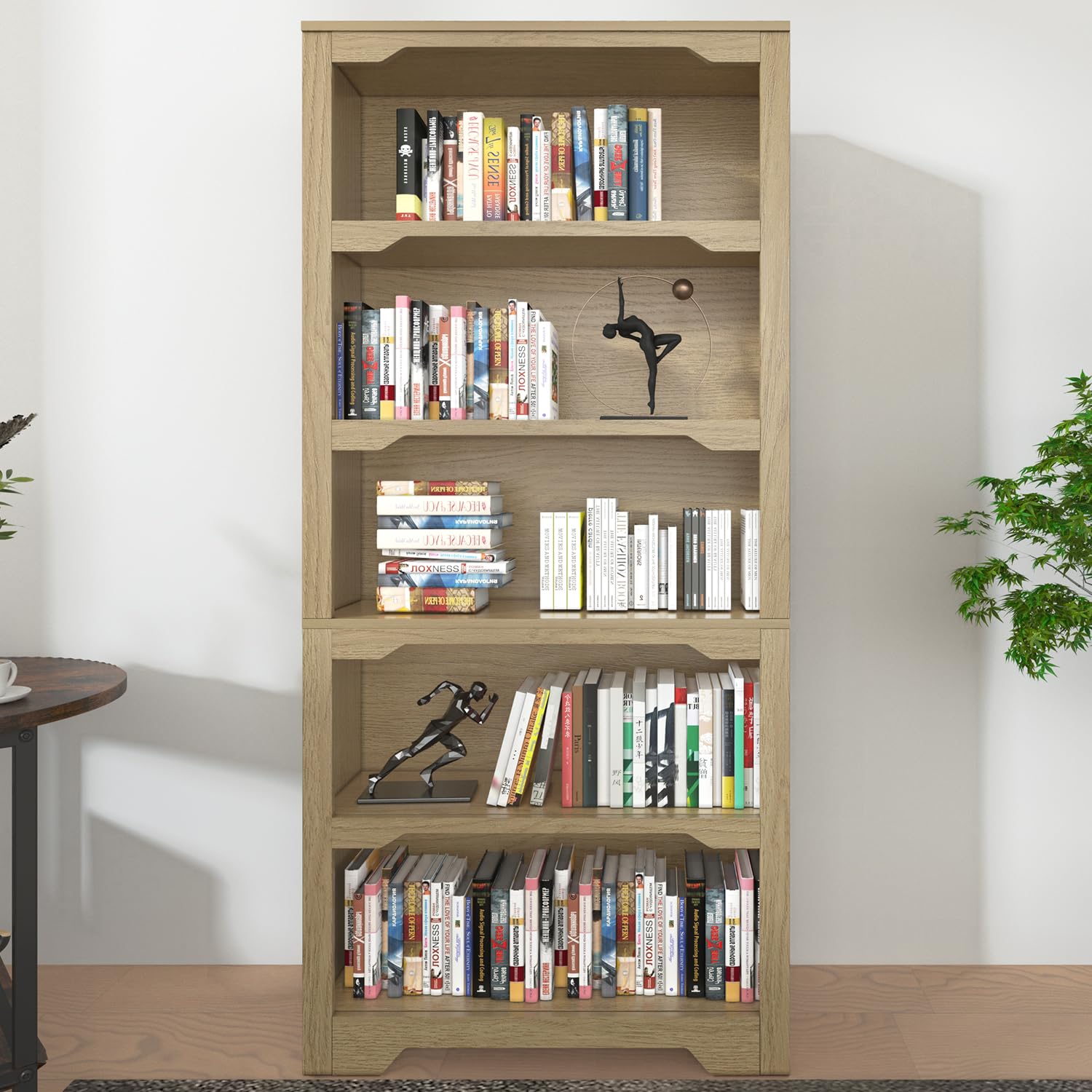 LZ-DONGMAN Miscellaneous Storage 5-Shelf Bookcase/Book Shelf (Oak Finish)