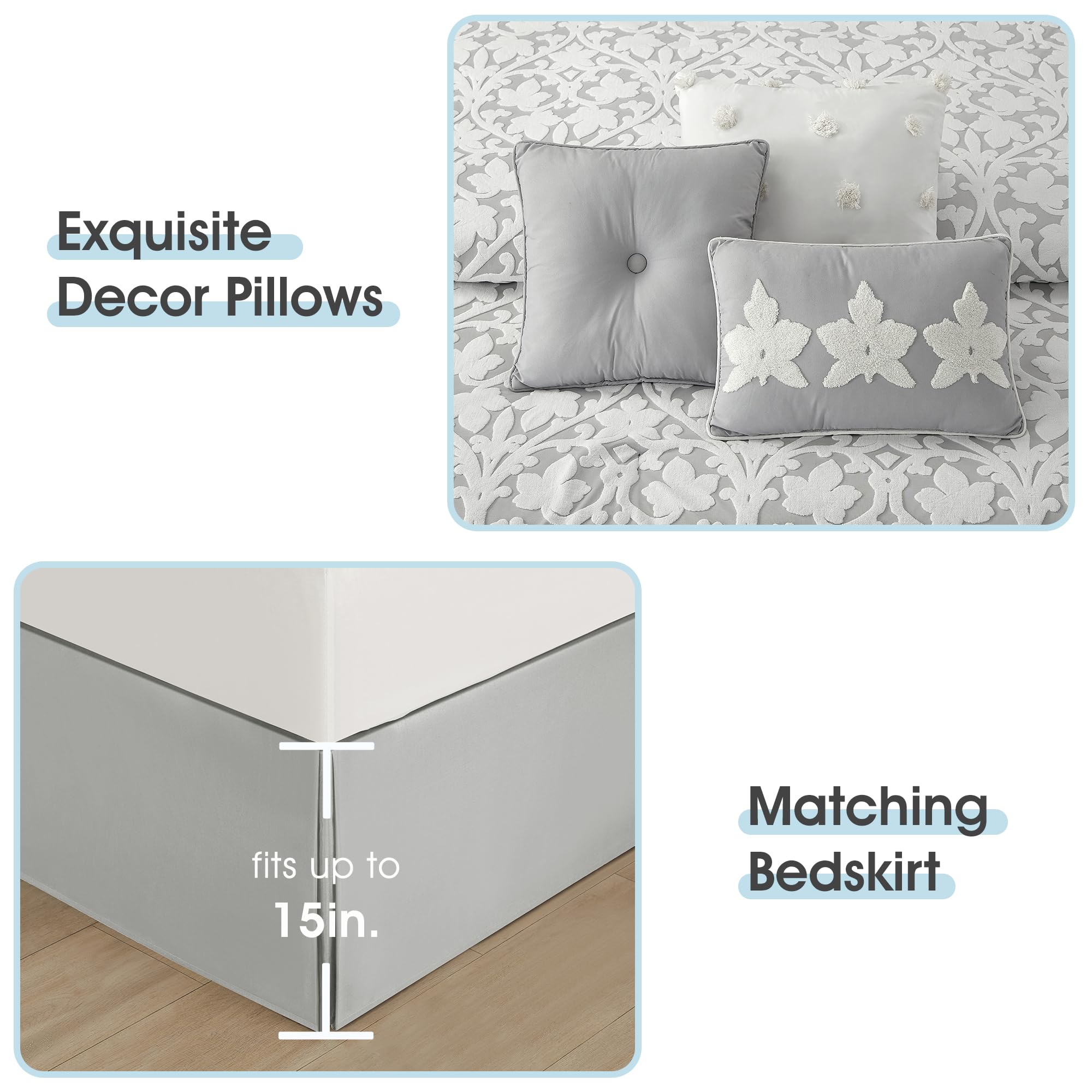 7 Piece Jacquard Comforter Set Queen