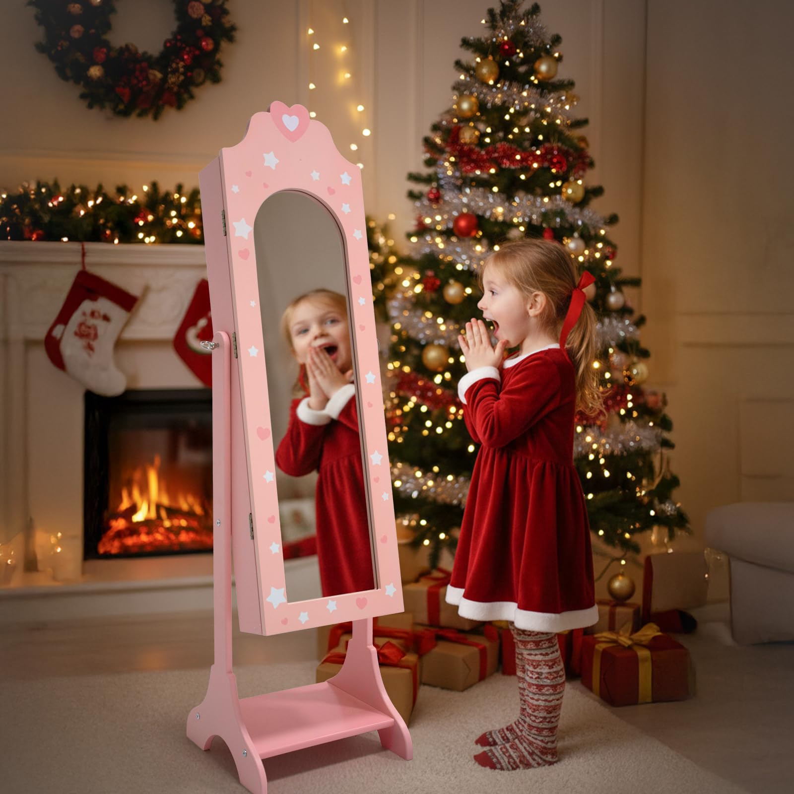 Kids Jewelry Cabinet with Full-Screen Mirror