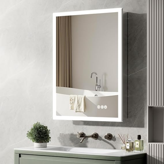 40x32 LED Medicine Cabinet Mirror with Outlet and USB