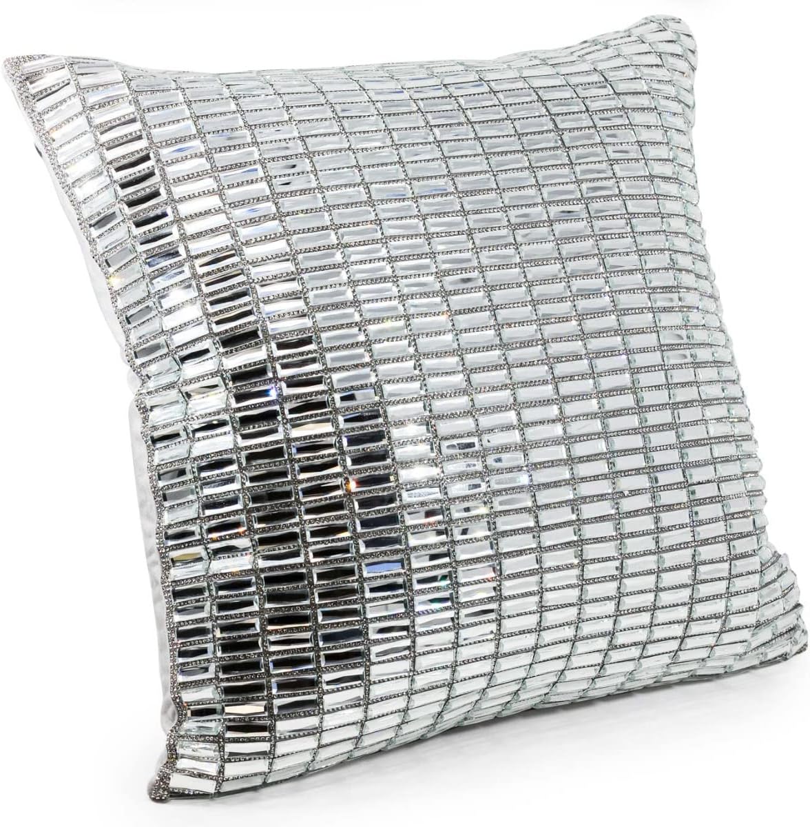 Glass Stone Velvet Throw Pillow Silver 16x16