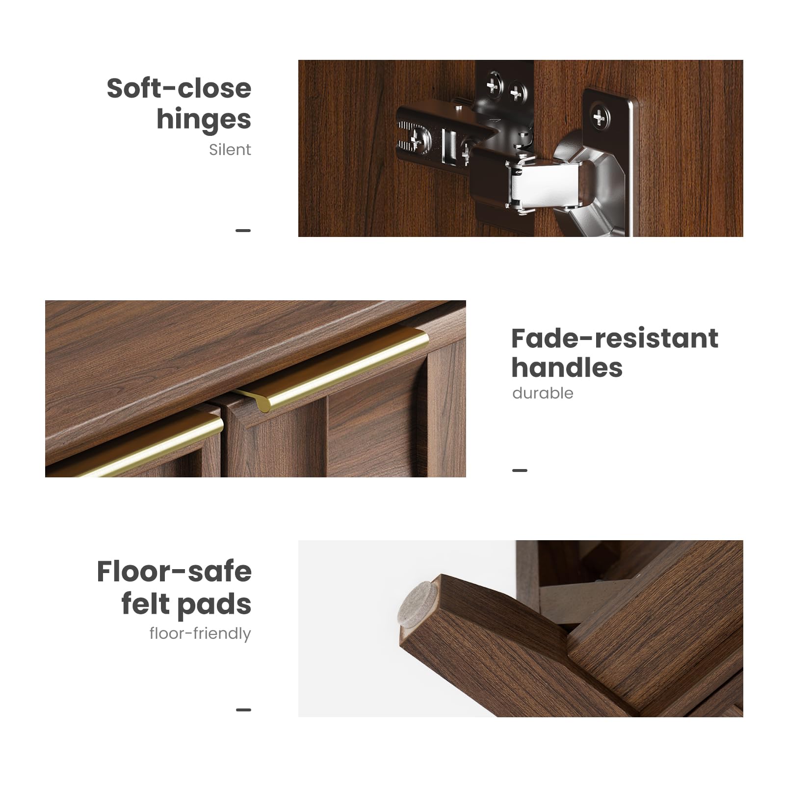 Fluted Sideboard Cabinet with Storage and Adjustable Shelves