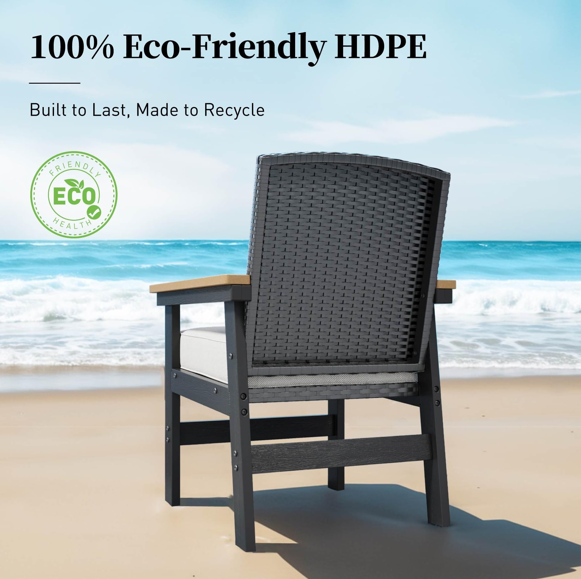 7-Piece HDPE Outdoor Dining Set with Wicker Rattan Chairs