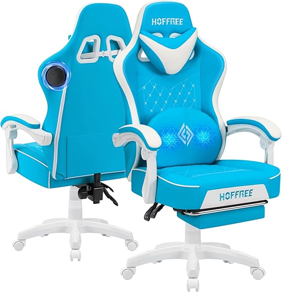 Bluetooth Gaming Chair with Massage and Footrest