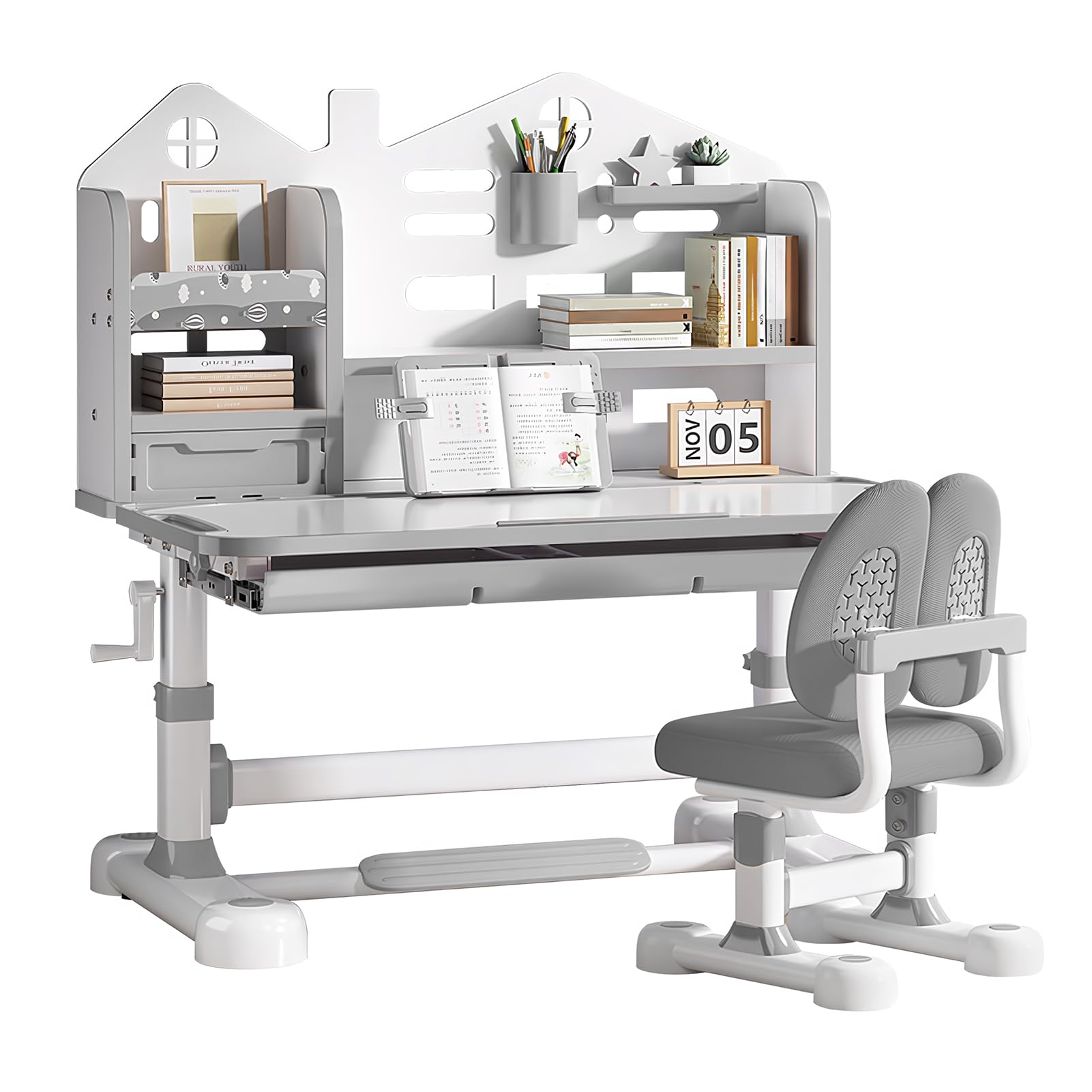 Kids Desk and Chair Set - Height Adjustable Ergonomic Study Desk