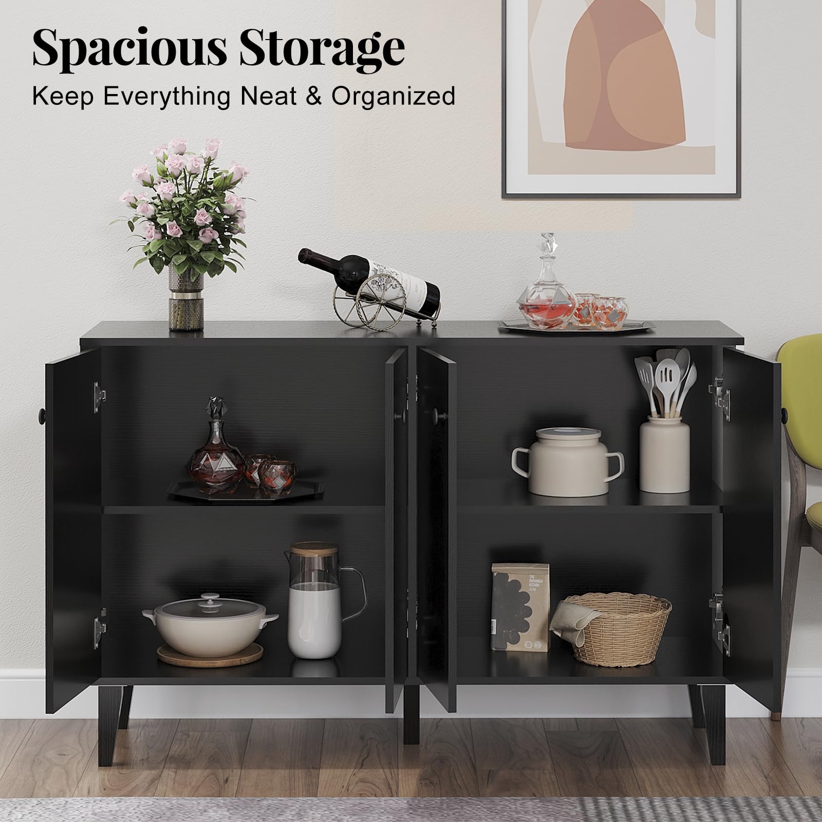4-Door Sideboard Buffet Cabinet with Storage