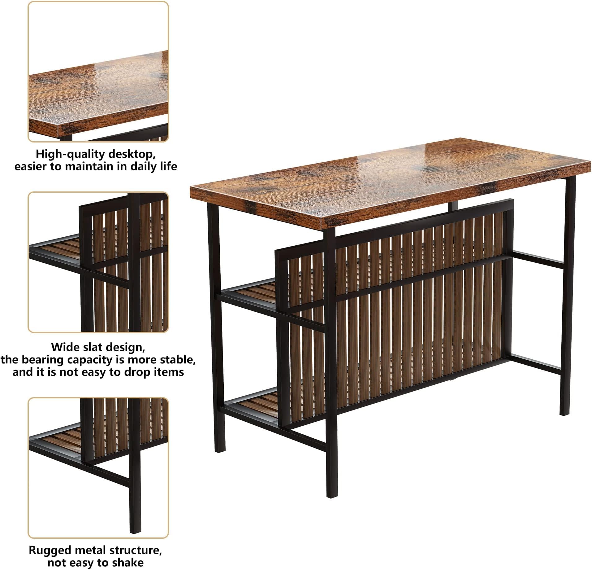 3 Piece Pub Set with Storage Shelves