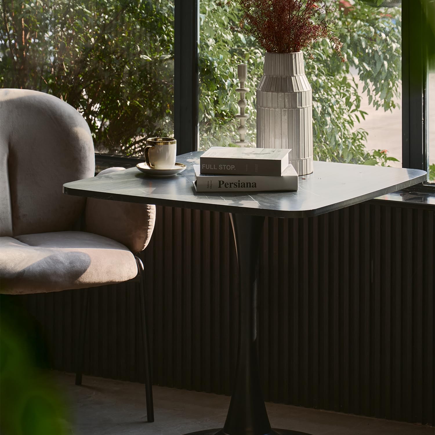 30-Inch Square Bistro Table with Faux Marble Top