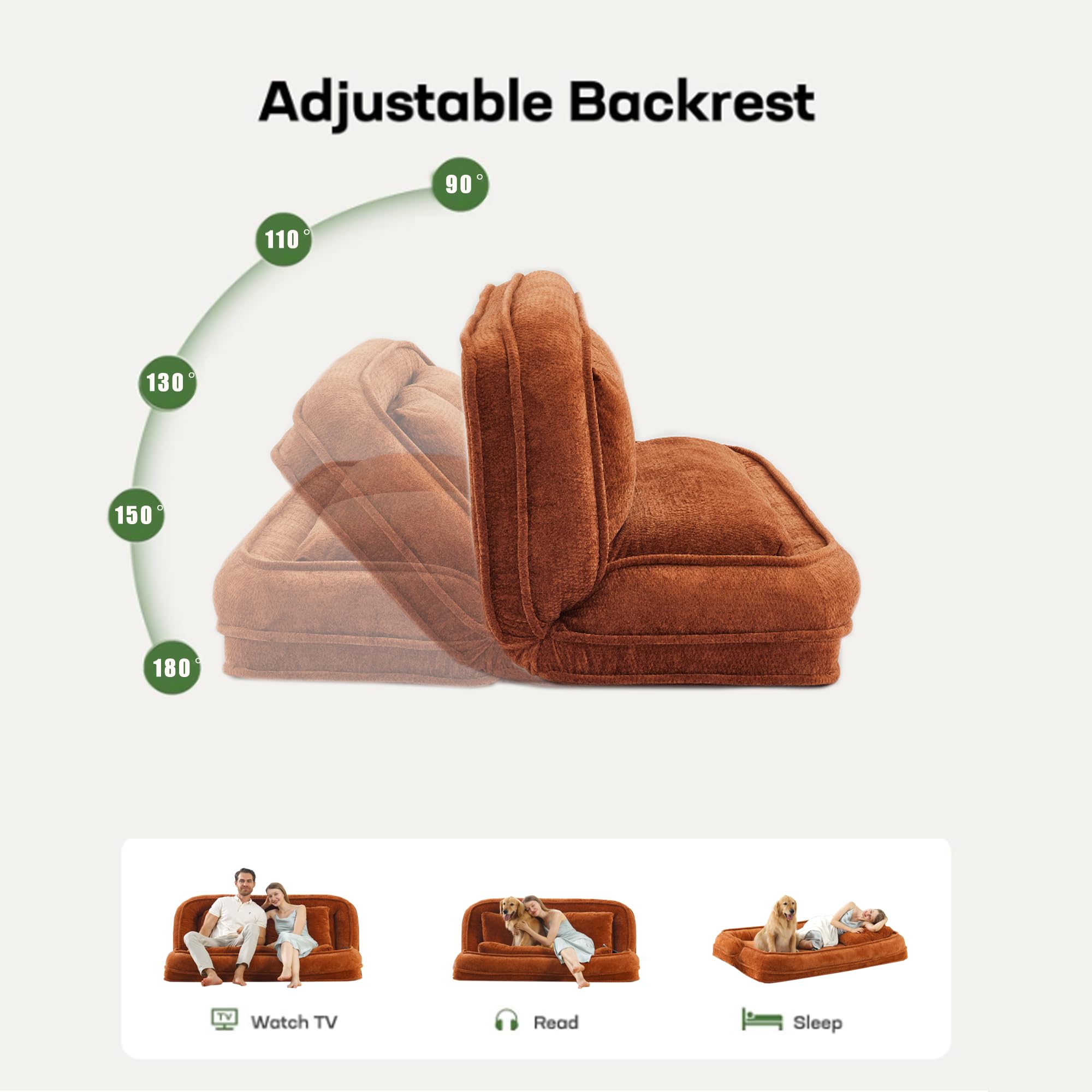 Adjustable Floor Couch Loveseat with Pillow