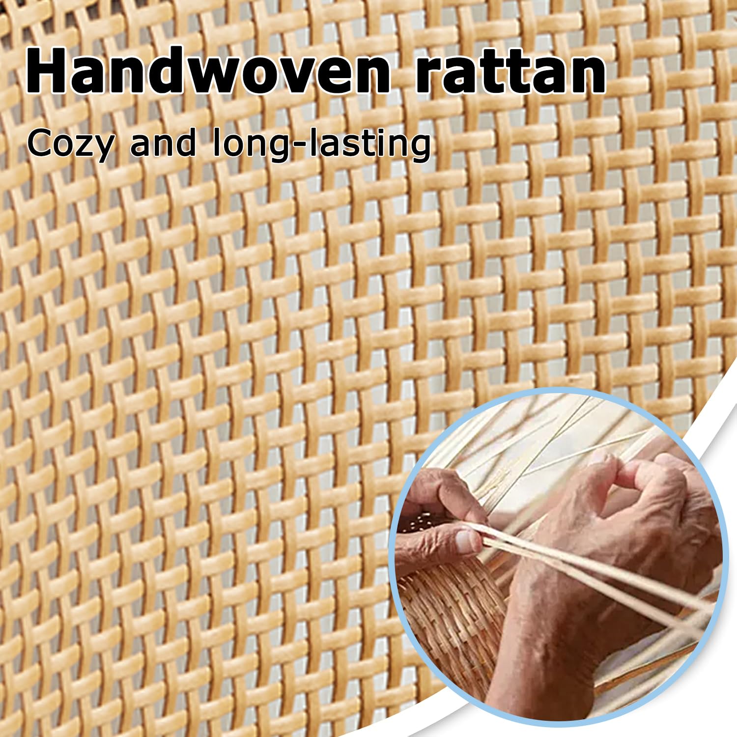 Rattan Dining Chairs Set of 4 with Velvet Cushion