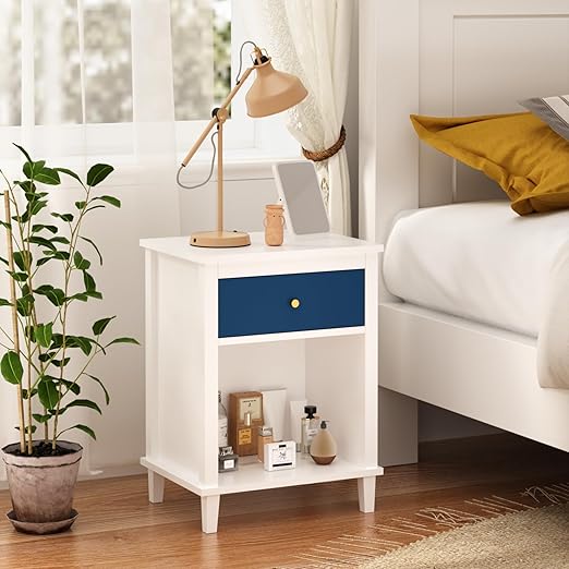 Kids Nightstand with Drawer and Storage Shelf