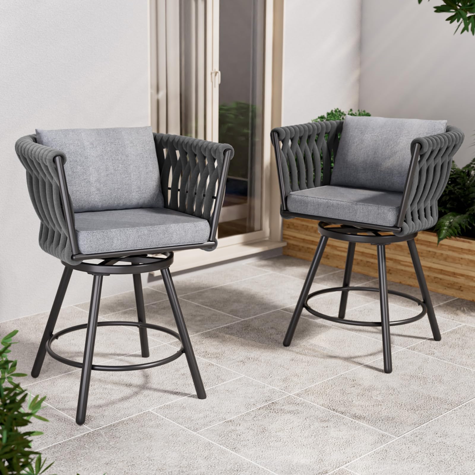 Outdoor Swivel Bar Stools Set of 2