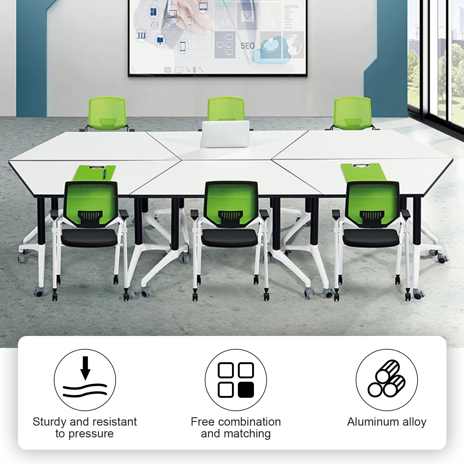 Foldable Conference Room Table with Wheels