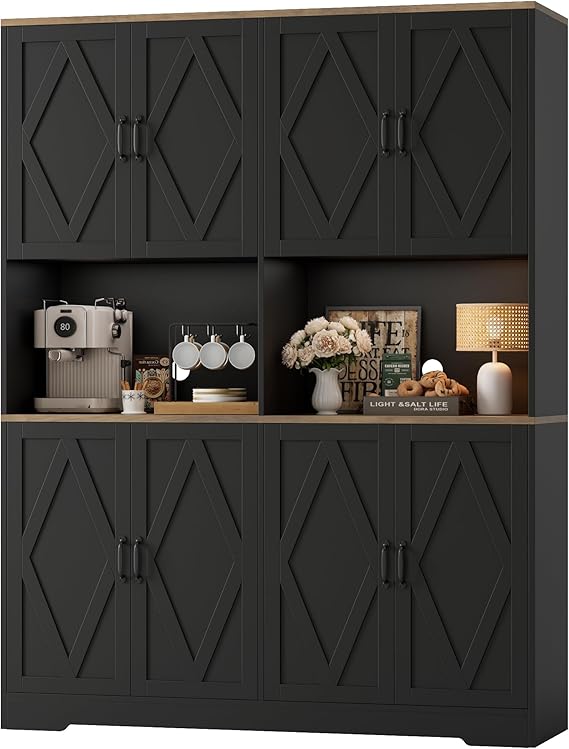 Tall Pantry Cabinet with Microwave Stands