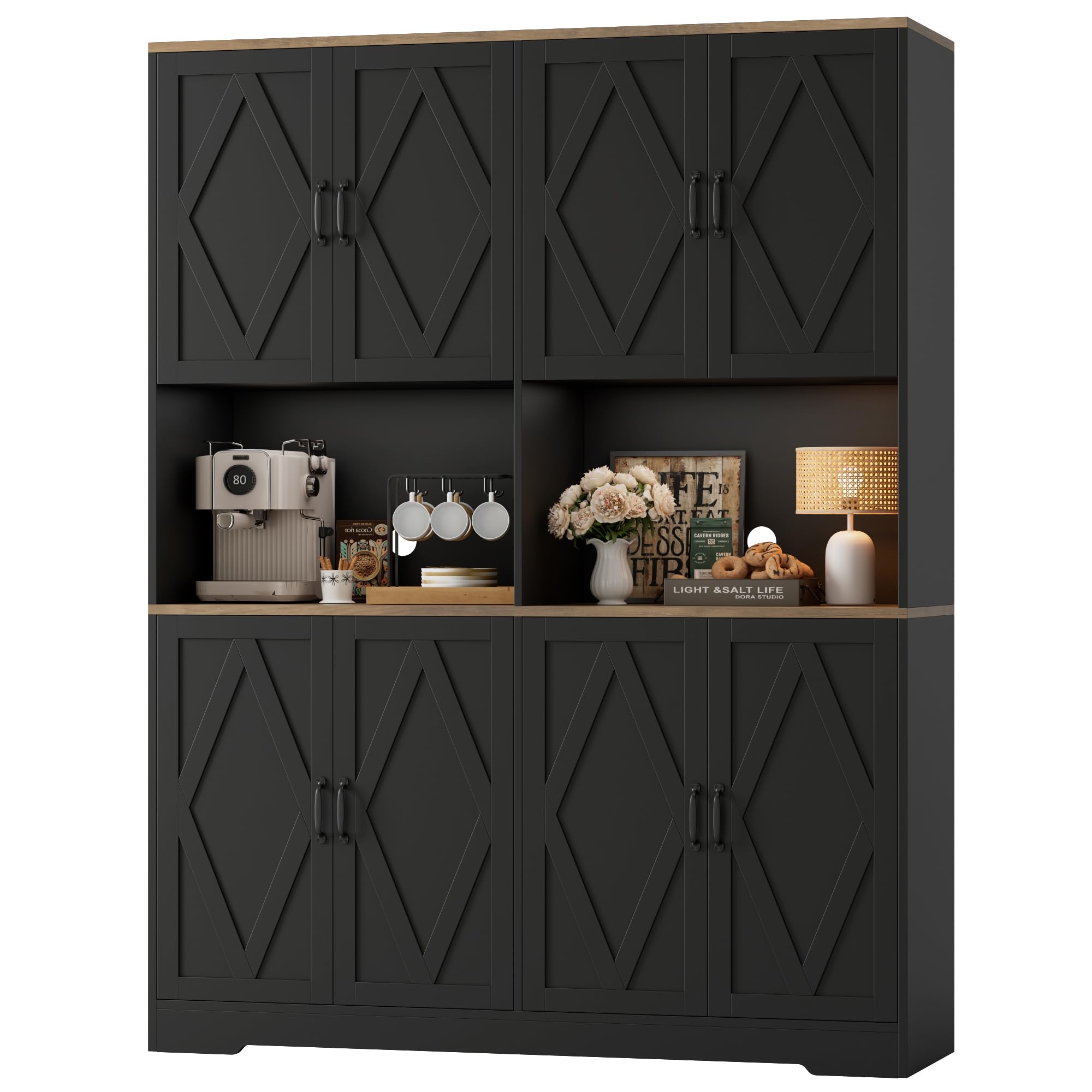 Tall Pantry Cabinet with Microwave Stands