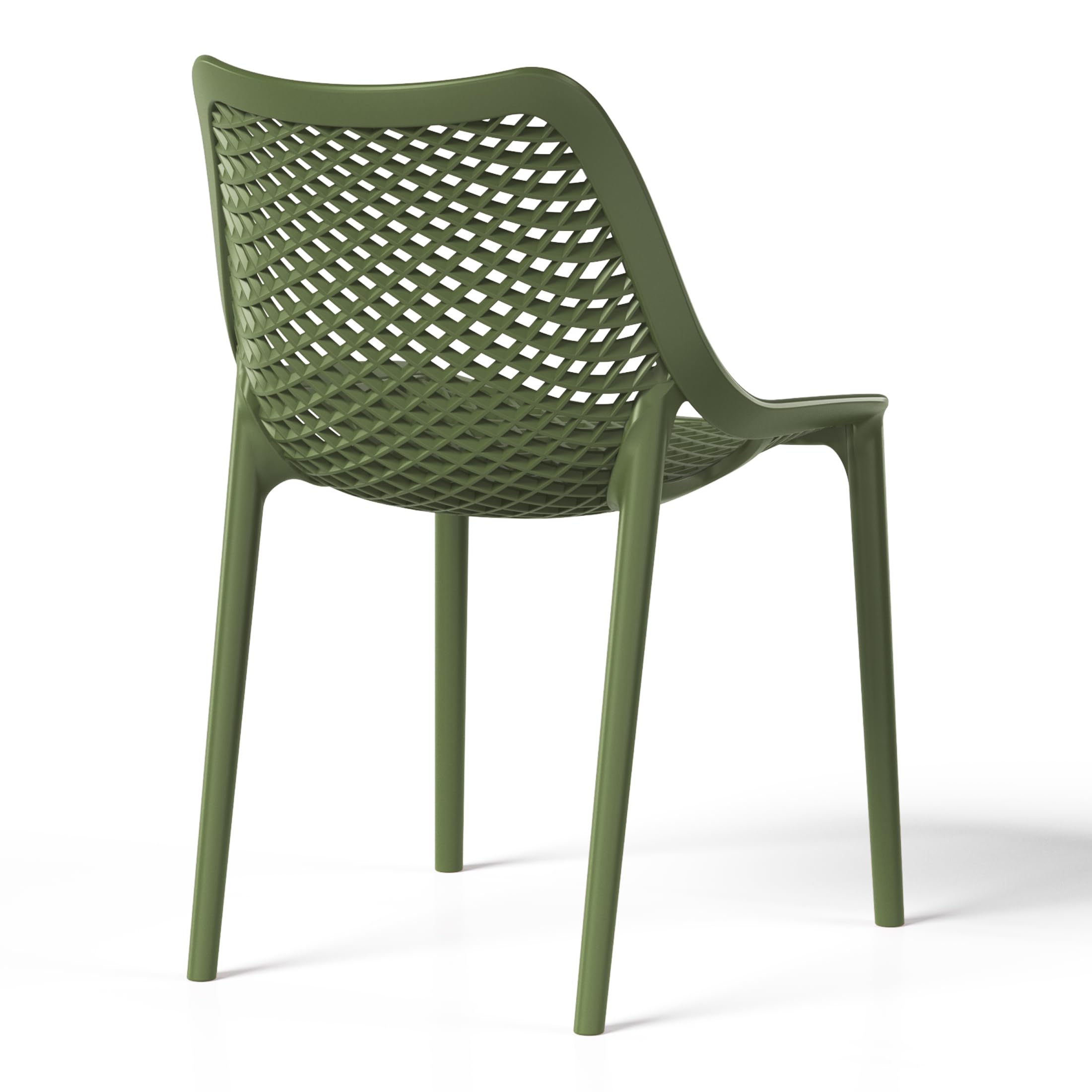 Outdoor Stackable Plastic Dining Chairs Set of 2 Olive Green