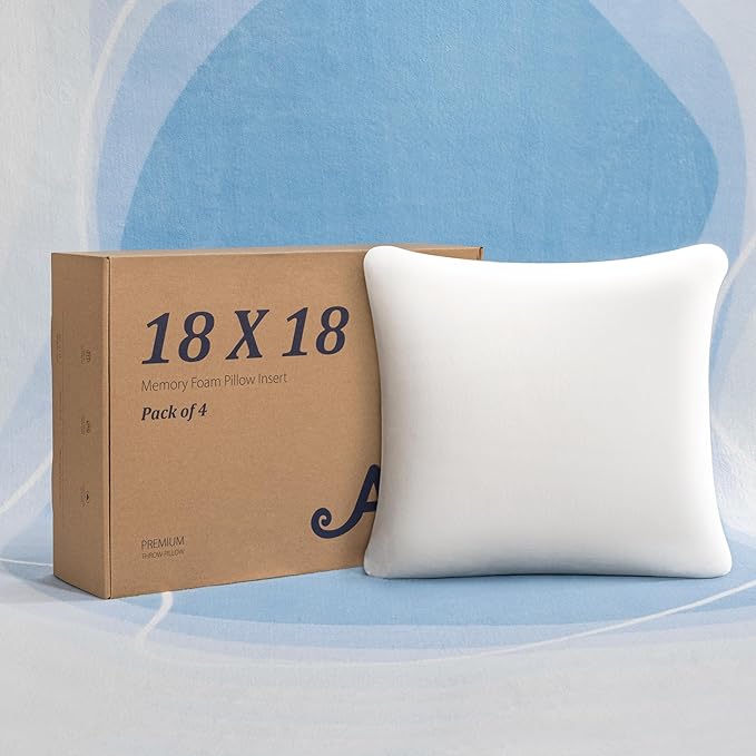 22x22 Memory Foam Pillow Inserts - Pack of 4